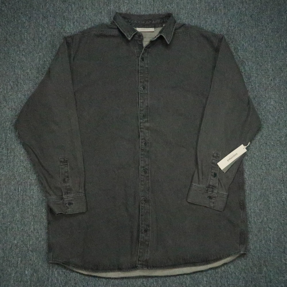 Fear Of God Shirt Men XXL Long Gray Denim FOG Essentials Long Sleeve Shacket 2XL